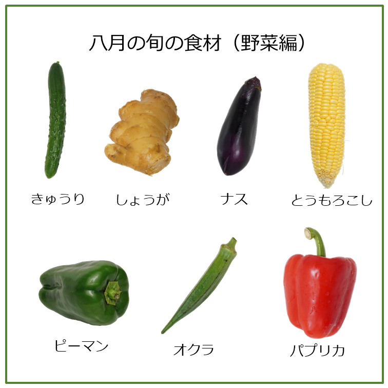 旬の食材　８月の野菜｜商用可フリー画像・背景透過