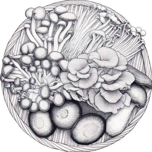 きのこ盛り合わせのイラスト｜商用可フリー画像・背景透過