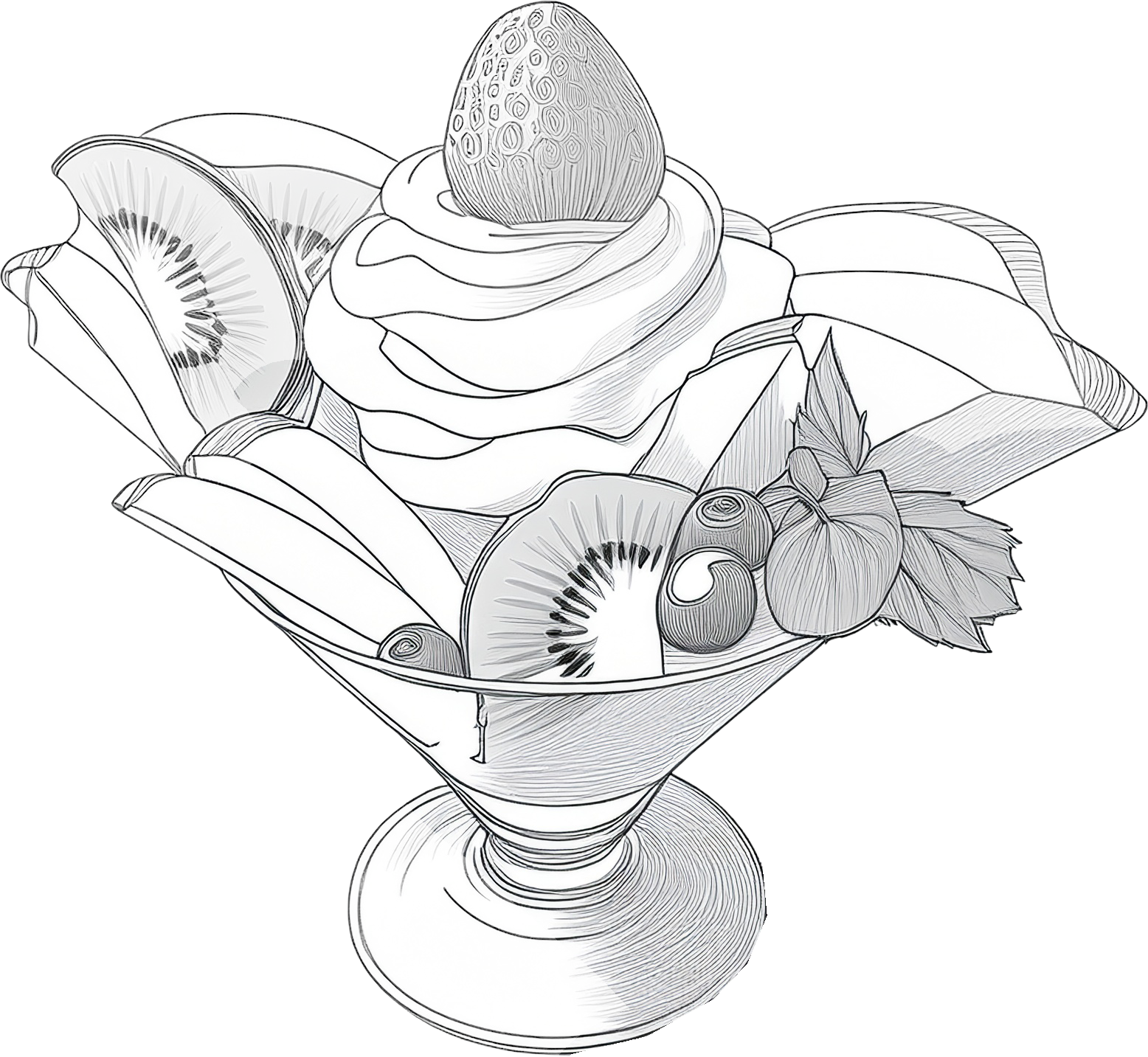 フルーツパフェのイラスト｜商用可フリー画像・背景透過